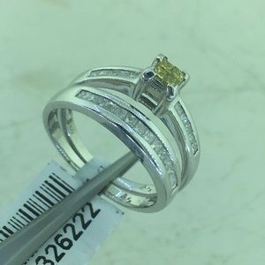 14K White & Yellow Canary Diamond Bridal Ring Set